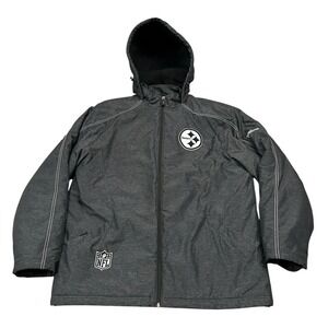 Pittsburgh Steelers Reebok NFL On‎ Field Puffer Jacket Men's Medium Gray Black